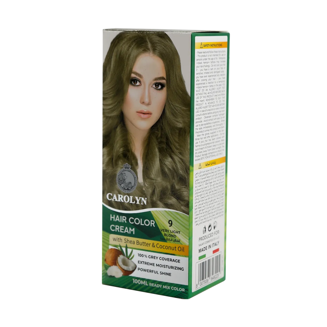 Hair Color Cream Kit with Shea Butter &amp; Coconut Oil 9 Very Light Blond