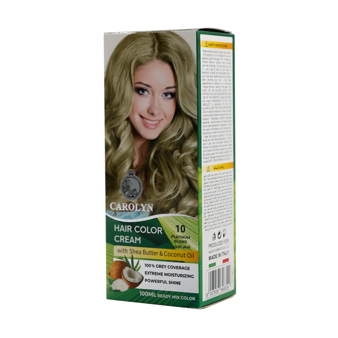 Hair Color Cream Kit with Shea Butter &amp; Coconut Oil 10 Platinum Blond