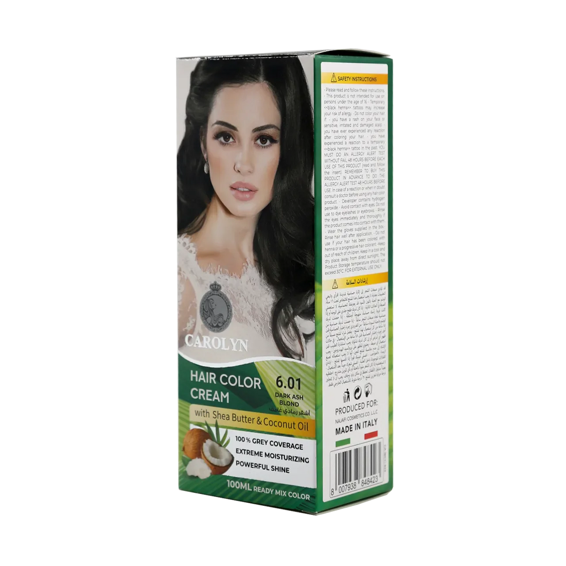 Hair Color Cream Kit with Shea Butter &amp; Coconut Oil 6.01 Dark Ash Blond