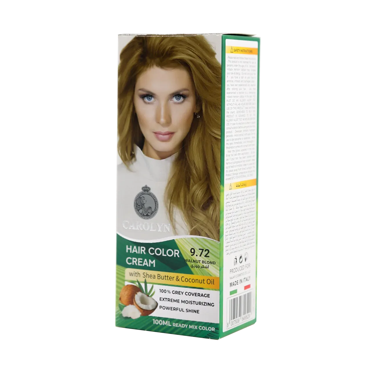 Hair Color Cream Kit with Shea Butter & Coconut Oil 9.72 Walnut Blond